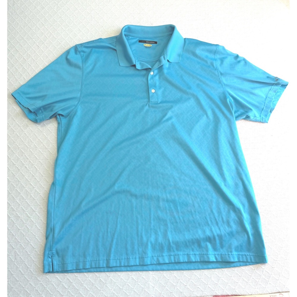 Greg Norman Play Dry Men XXXL Blue Diamond Jacquard Golf Polo Shirt Short Sleeve